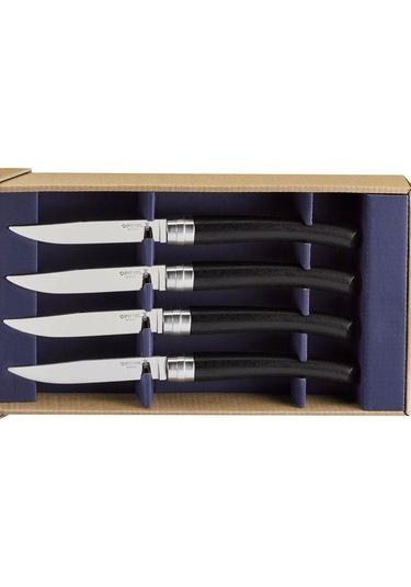 Opinel Chic 4'lü Et Bıçağı Seti - Abanoz Ağacı Ebony Siyah