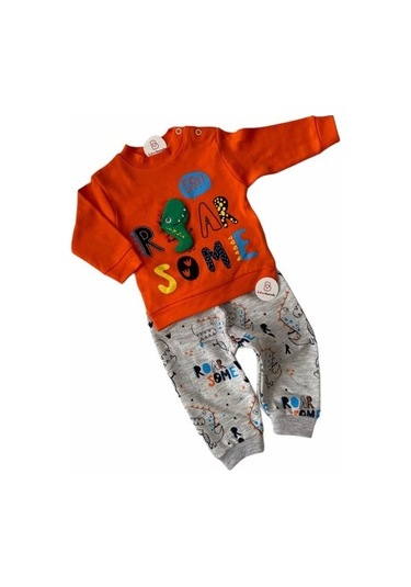 Dinozor Baskılı İkili Takım Kırmızı