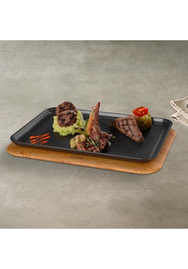 Lava Döküm Dikdörtgen Servis Tabağı Ölçü 34x25cm.