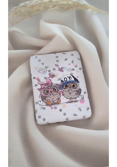 Ayna Cep Aynası Baykuş Model Makyaj Çanta Seyahat Taşınabilir El Aynası Çok Renkli