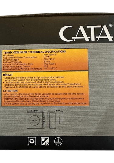 Cata Ct-9180 3680w 16 Amper Mekanik Zaman Saati 8 Adet