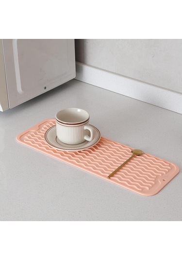 Xiaaokeji Çok Amaçlı Bulaşık Kurutma Matı, Mutfak İçin Silikon Mat Pembe-b Pembe