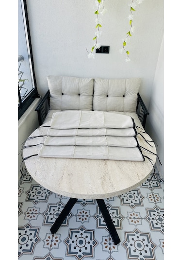 Bahçe Balkon Takımı Minder Kılıfı 1 Adet Krem