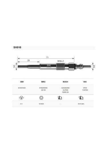 Svac 010 Octavia-Roomster Superb 1.9 Isitma Bujisi 4'Lü Takım
