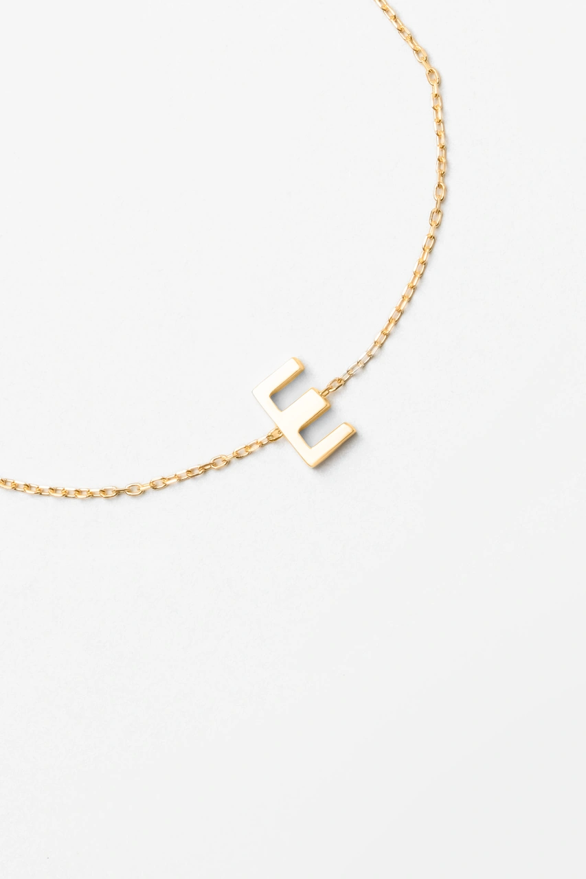 E Harfi 18 Ayar Sarı Altın Kaplama 18 Cm Gümüş Bileklik Sarı