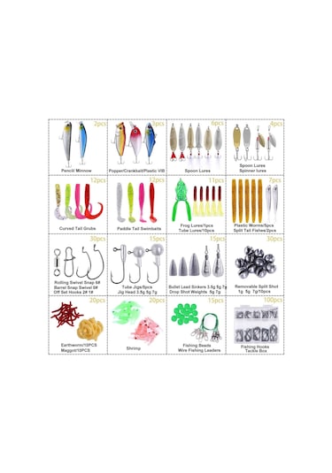 Valkyrie 302 Parça Çantalı Balık Olta İğne Silikon Kurşun Sahte Yem Seti 1. Kalite Komple Set Katlanır Kutu