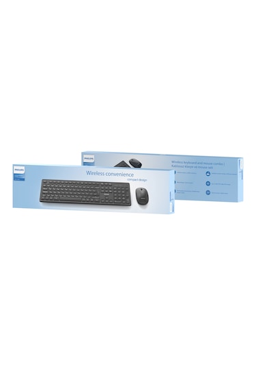 Philips SPT6318 Kablosuz Türkçe Q Klavye ve Mouse Seti Siyah