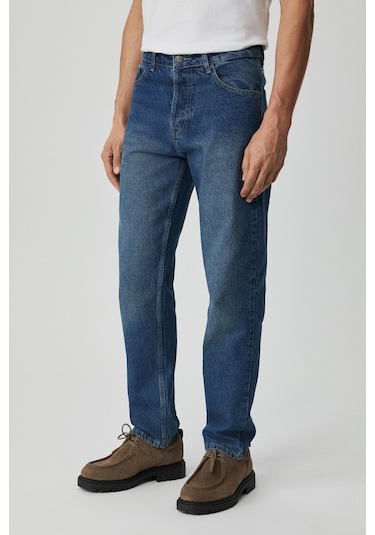 BRUNO Erkek Regular Fit Rahat Kesim Kalın Dokulu Yıkama Efektli Magic Denim Orta Mavi Jeans