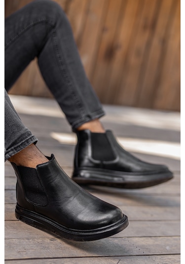 Garantili D1900 Günlük Ortopedik Soğuk Geçirmez Erkek Bot Siyah
