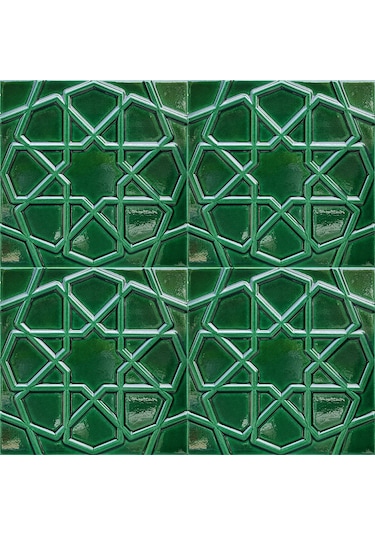 Armada Çini 20x20 Cm Rölyefli Yeşil Selçuklu Yıldızı Deseni Çini