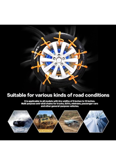 Dianziye 10 Adet Nylon Araba Lastik Anti Kayma Zinciri, Tüm Sedan Suv İçin, Karlı Çamurlu Yollarda Kullanıma Uygun, Dayanıklı Ve Kolay Kurulum