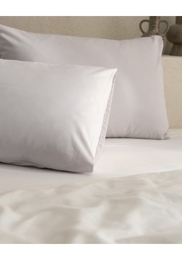 Madame Coco Manon %100 Pamuk Ranforce Düz 2'li Yastık Kılıfı Seti - Taş Taş