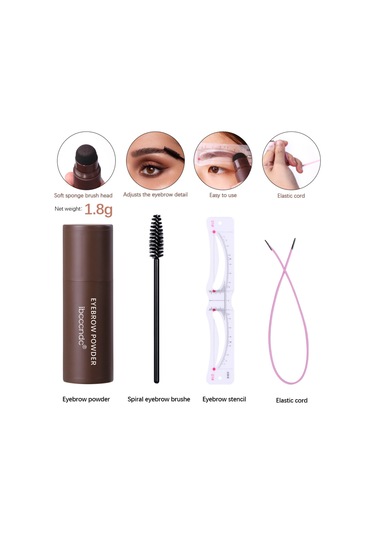 Shineyee 12 Şablonlu Kalıcı Su Geçirmez Kaş Tozu Seti - 2 Fırça Ve Doğal Kahverengi Kaş Gölgelendirme