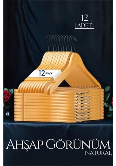 Modacar Natural Ahşap Görünüm 12 Li Askı Seti Schönbuch Design