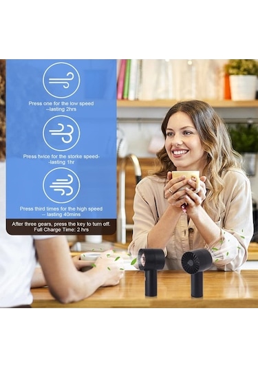 Küçük El Fanı, Mini Cep El Fanı Pille Çalışan, Usb Şarj Edilebilir Taşınabilir Kişisel Seyahat Fanı , Siyah 6865 Siyah