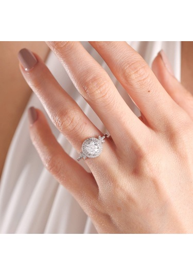 Beyaz Altın Tektaş Yüzük Lava Form 527159828