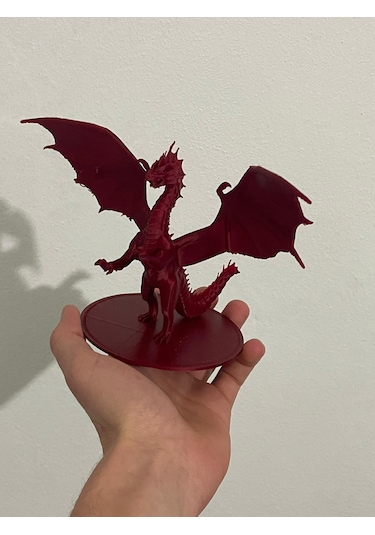3d Baskı Kırmızı Ejderha Figürü Detaylı Fantastik Dragon Biblo Masaüstü Dekor 01