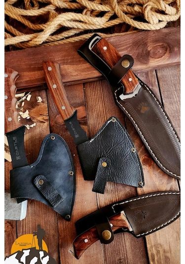 4 Lü Outdoor Balta Bıçak Set Kamp Baltası Bıçak Nacak Seti