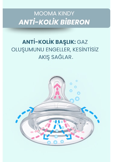 Mooma Kindy Antikolik Pp Biberon 250 Ml 18 Ay Hızlı Akış - Old Rose