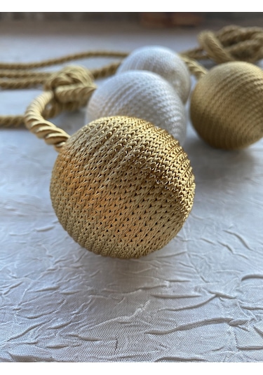 Modern Sarım 4 Toplu Braçol Kornişe Takmatik Ipli Tavan Perde Aksesuarı Gold Krem