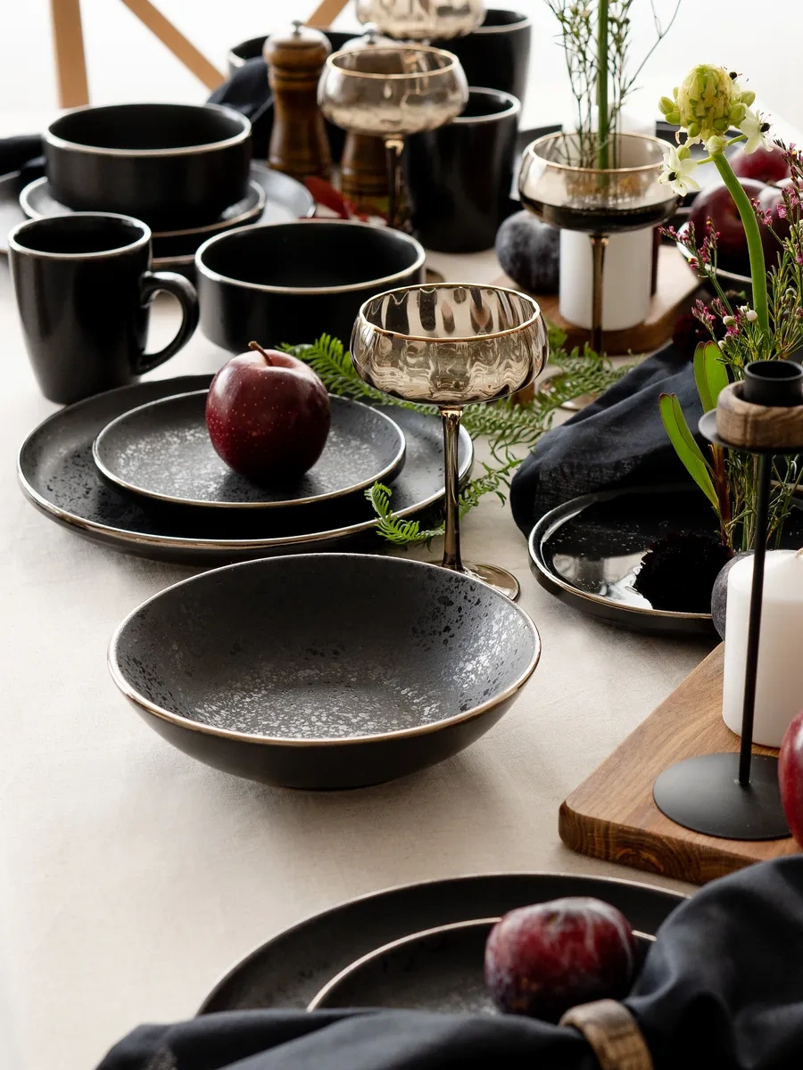 Korall Çorba Tabakları Seti 2 Adet 800 Ml Elite Black 32446488 Siyah