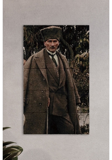 Atatürk Baskılı Doğal Taş Tablo - Duvar Dekoru 30x50cm