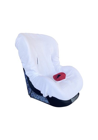 4katlı Müslin Bebek Oto Koltuk Kılıfı Lastikli %100pamuk Beyaz