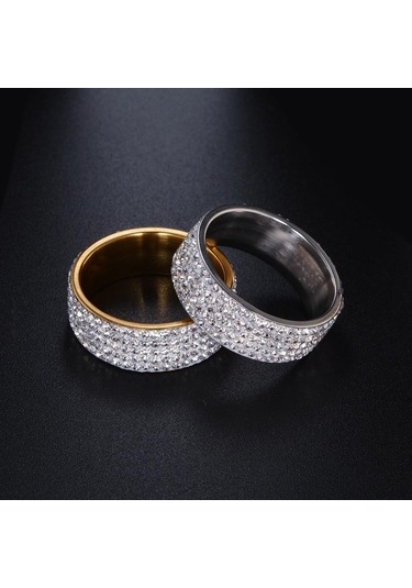 Moda Parıldayan Yüzük Paslanmaz Çelik Alyanslar Arı Gümüş