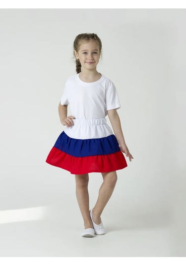 Fulprınt Kız Çocuk Yazlık Şık Okul Eteği - Tricolor Rusya Bayraklı 401065801 Beyaz