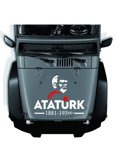 Atatürk Ve Ay Yıldız Sticker - Atatürk Yazısı Araba Oto Motosiklet Karavan Sticker - 00621 15x12 Cm