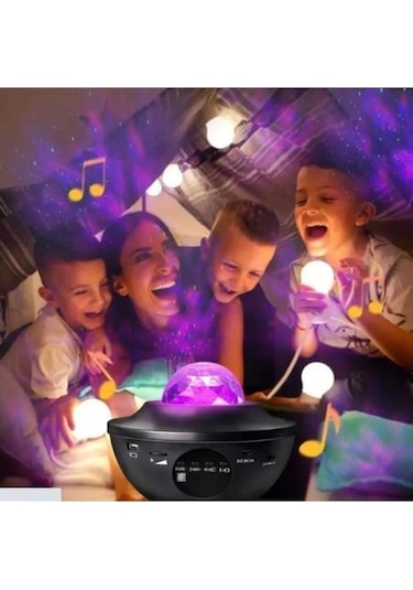 Torima Lw-34 Siyah Starry Led Lazer Projektör Bluetooth Müzik Hoparlör Uzaktan Kumandalı Gece Lambası Çok Renkli