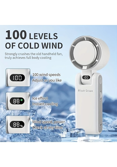 Xuweiwei 2025 Yeni Kahverengi Şarj Edilebilir El Tipi Dijital Ekranlı Turbin Fan Güçlü Taşınabilir Type C 12 Saat Pil Ömrü