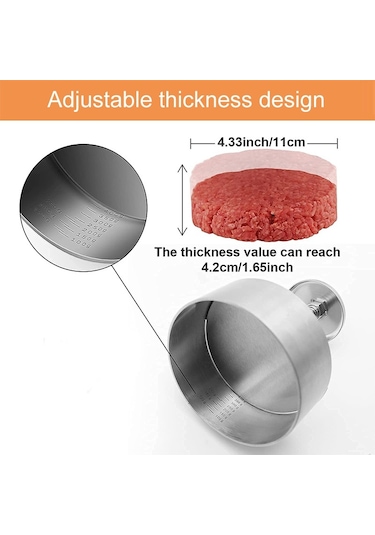 Sones 14cm Büyük 304 Paslanmaz Çelik Burger Pres Mutfak Köfte Kalıbı