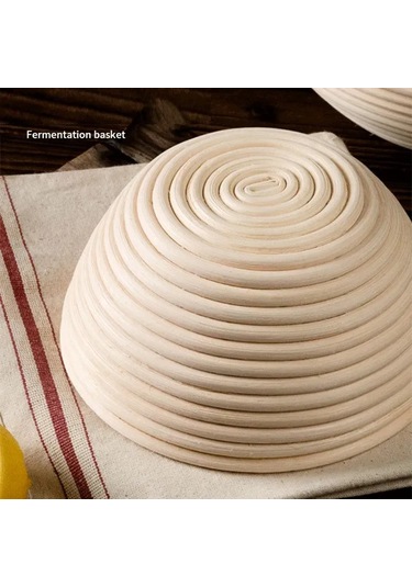 Maiyame 20 Cm X 20 Cm Yuvarlak Rattan Ekmek Mayalama Sepeti, Doğal Nefes Alma Ve Püskürme İçin, Bezi Döşemeyle, 1 Adet Bej