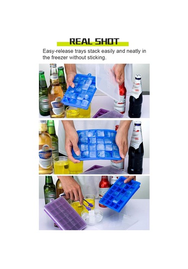 Hfambition Mor Çubuğu Makinası 24 Lü Silikonlu Kapaçklı - Purple Dondurucu Molds: Bebek Yemeği, Çikolata, Jöle İçin Esnek Döküm Tepsisi Çok Renkli