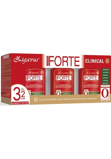 Zigavus Ultra Forte Clinical Yağlı Saçlar için Saç Dökülmesine Karşı Şampuan 3 x 300 ML