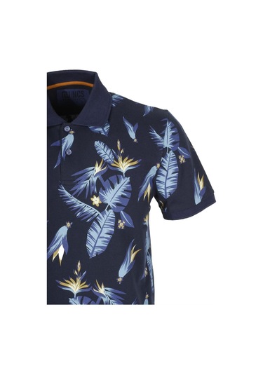 Erkek Lacivert Baskılı Slim Fit Dar Kesim Polo Yaka %100 Pamuk T-shirt Ncs Jeans 1178-lacivert Lacivert