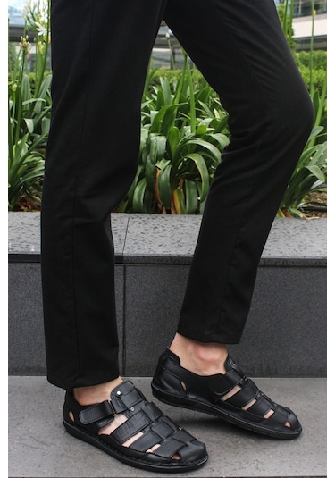 Fast Step 927ma021 Hakiki Deri Klasik Erkek Sandalet