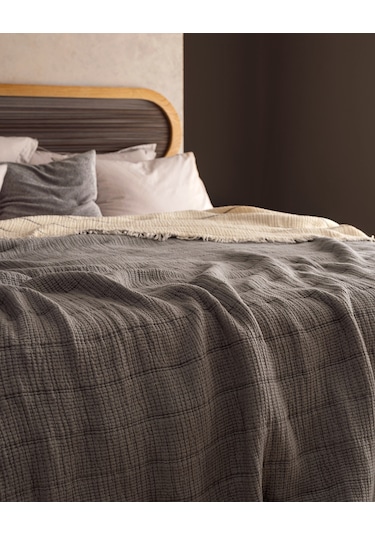 Madame Coco Carolines Tek Kişilik Pamuklu Yatak Örtüsü - Gri 8684427188125 Gri