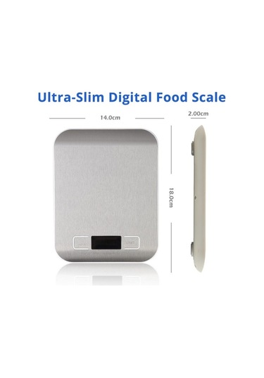 Novahub 5/10kg Elektronik Mutfak Terazisi, Lcd Ekranlı, Paslanmaz Çelik, Dijital Gıda Tartısı, Diyet Ve Diyet Denge Terazileri Gümüş
