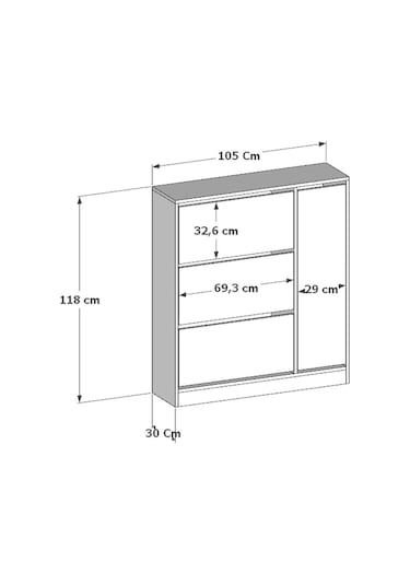 Milano 3 Kapaklı Kayar Raflı Dolaplı Ayakkabılık Meşe Çam