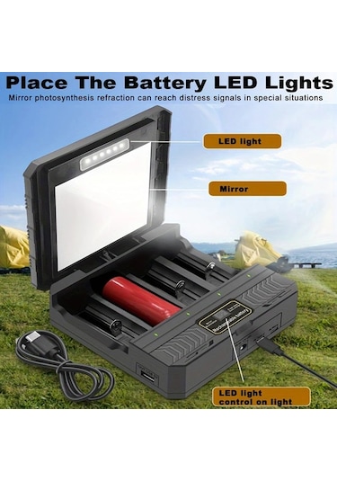 Xuweiwei 1 Bilgisayar Güneş Enerjili Usb Li İon Pil Şarj Cihazı 3 7v 18650 26650 21700 Şarjör Power Bank