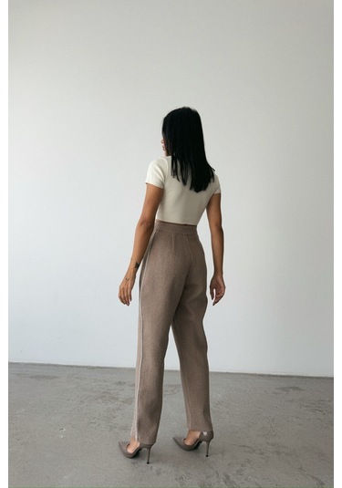 Modasize Chanel Pantolon Yan Biyeli - Vizon Vizon