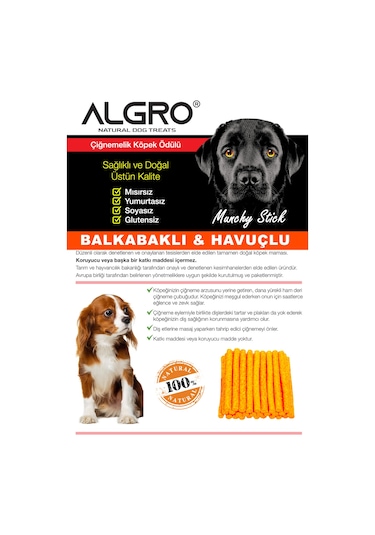 Algro Balkabaklı & Havuçlu Sığır Derisinden Munchy Stick Ödül Maması 450 G