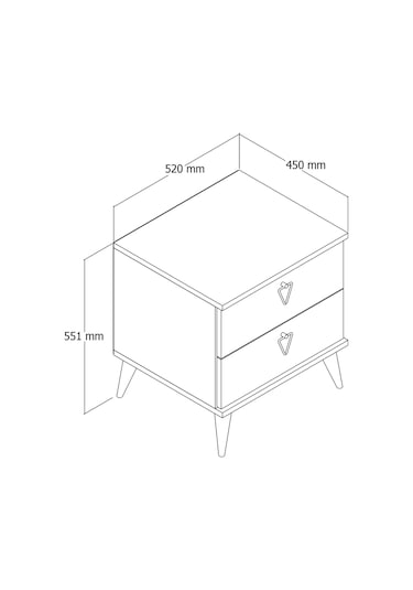 3632 Versace 52x55 2 Çekmeceli Ayaklı Komodin Sepet