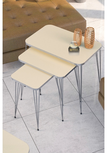 Zigon Sehpa Kr Gümüş Krem Tel