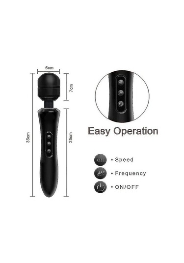 Elektronik Outlet Süper Mod Masaj Aleti, Kişisel Kablosuz Derin Doku Masajı İçin Güçlü Ve Hızlı Elektrikli El Aleti, Model 8 20 Ry Siyah
