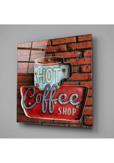 Hot Coffee Cam Tablo Hediyelik, Dekoratif, Ofis, Mutfak