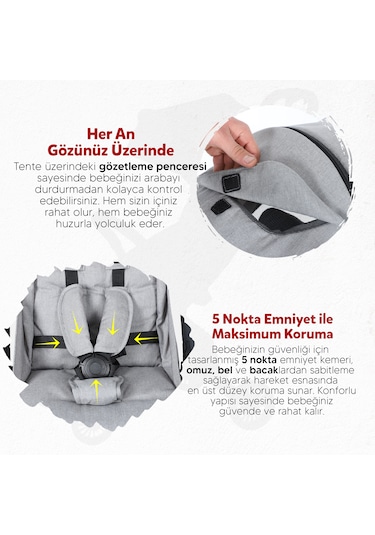 Huggy Easy Go Kabin Boy Otomatik Katlanır Bebek Arabası