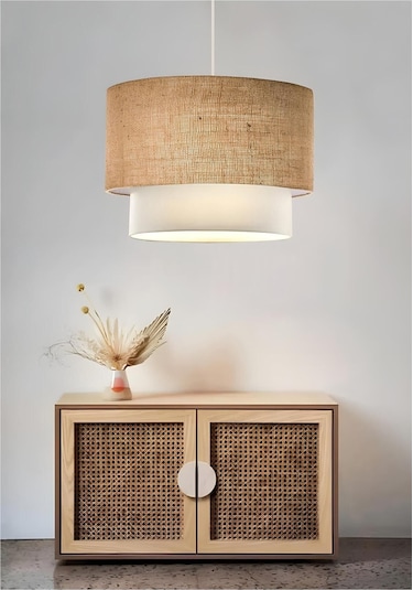 Jüt Kumaş Avize Hasır Pasta Sarkıt Bej Beyaz Pav35 Bej